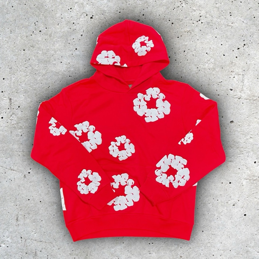 Denim Tears Red Hoodie Small Pre Owned - Free Shipping